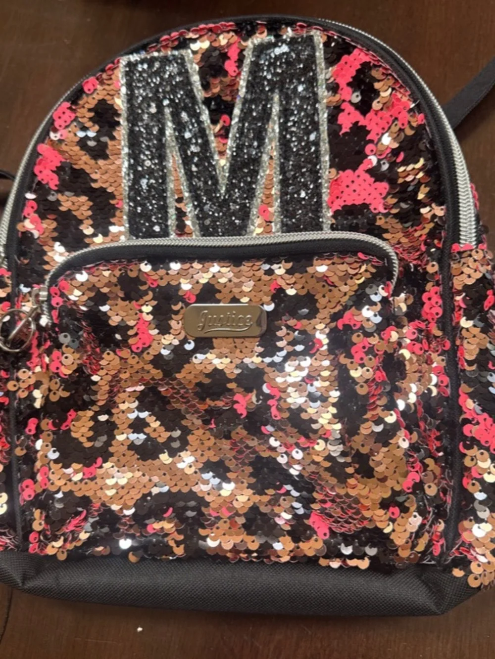 Sparkle Sequin Kids Backpack and Mini Bags Set With M Initial